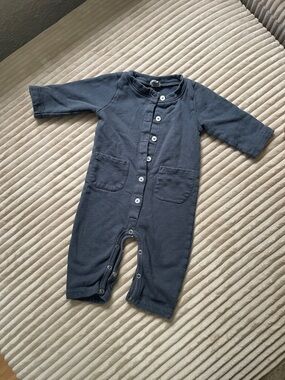 kate quinn Navy Button-Front Long-Sleeve One-Piece